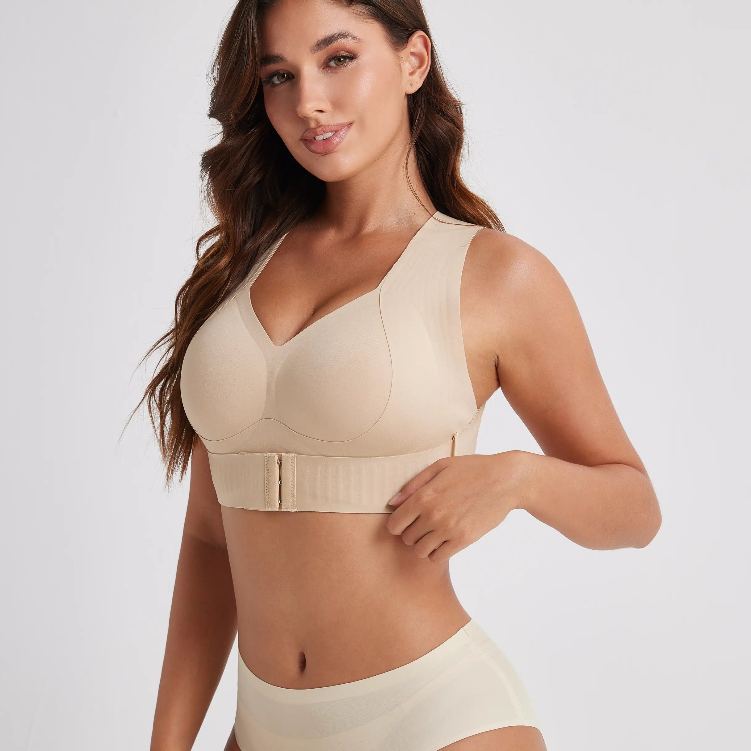 Posture Bra, Women’S Beige Wireless Bra, Soft Breathable Non-Removable Molded Cups, Yoga Fitness Sportswear for Gym and Daily Training, Summer Vibes Bra Soft Comfy Bra Seamless Shaping Bras Push up Bra Bras for Women Minimizer Bra Jelly Bra